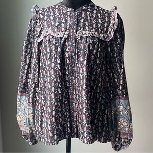 NWT Joie Floral Button-Down Blouse - Large